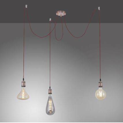 Leuchten Direkt 13571-20 - Lestenec na vrvici DIY 3xE27/60W/230V pajek baker