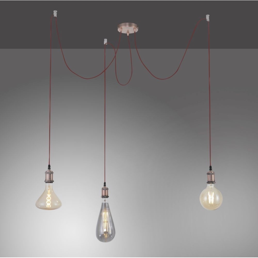 Leuchten Direkt 13571-20 - Lestenec na vrvici DIY 3xE27/60W/230V pajek baker