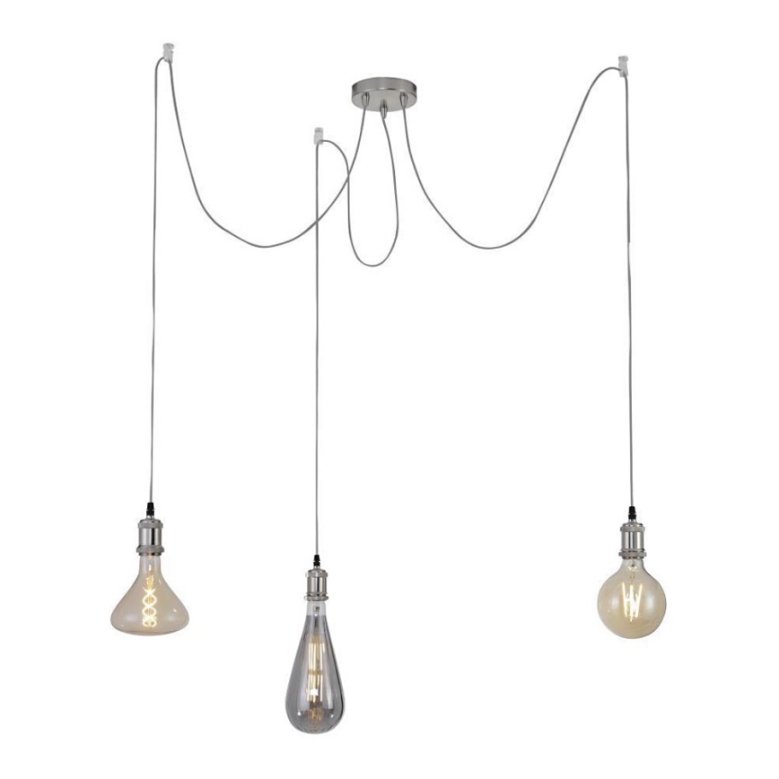 Leuchten Direkt 13571-55 - Lestenec na vrvici DIY 3xE27/60W/230V pajek mat krom