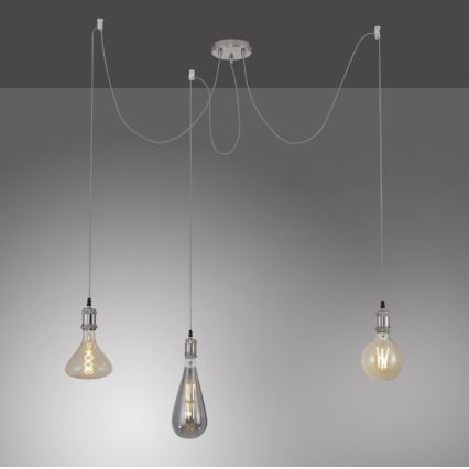 Leuchten Direkt 13571-55 - Lestenec na vrvici DIY 3xE27/60W/230V pajek mat krom