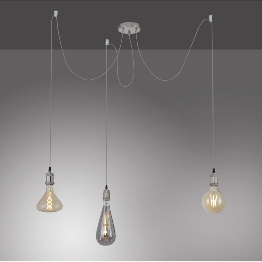 Leuchten Direkt 13571-55 - Lestenec na vrvici DIY 3xE27/60W/230V pajek mat krom