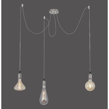 Leuchten Direkt 13571-55 - Lestenec na vrvici DIY 3xE27/60W/230V pajek mat krom