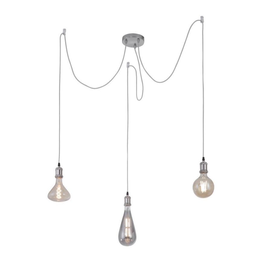 Leuchten Direkt 13571-55 - Lestenec na vrvici DIY 3xE27/60W/230V pajek mat krom