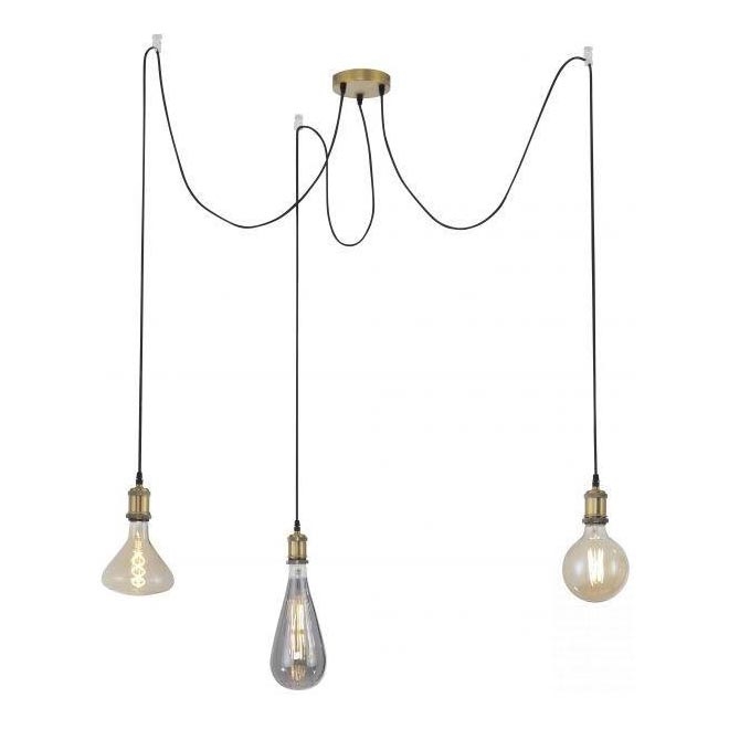 Leuchten Direkt 13571-60 - Lestenec na vrvici DIY 3xE27/60W/230V pajek medenina