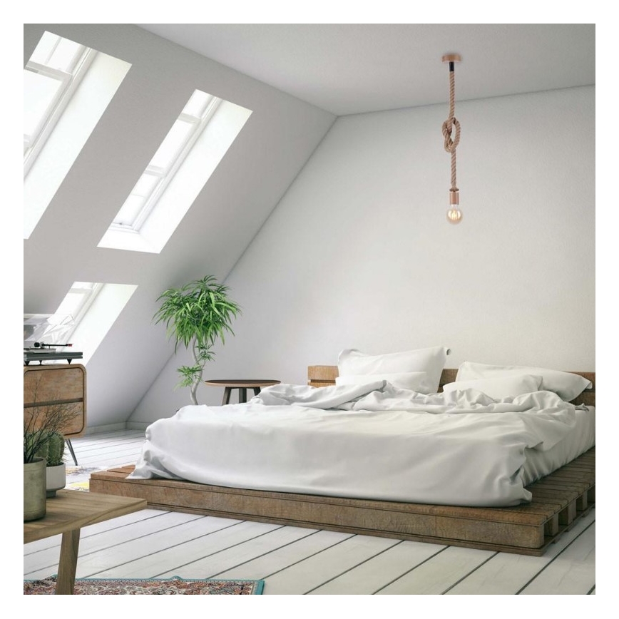Leuchten Direkt 13572-79 - Lestenec na vrvici DIY 1xE27/10W/230V rjav