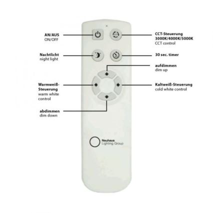 Leuchten Direkt 14227-16 - LED Zatemnitvena stropna svetilka JONAS LED/22W/230V 3000-5000K + Daljinski upravljalnik