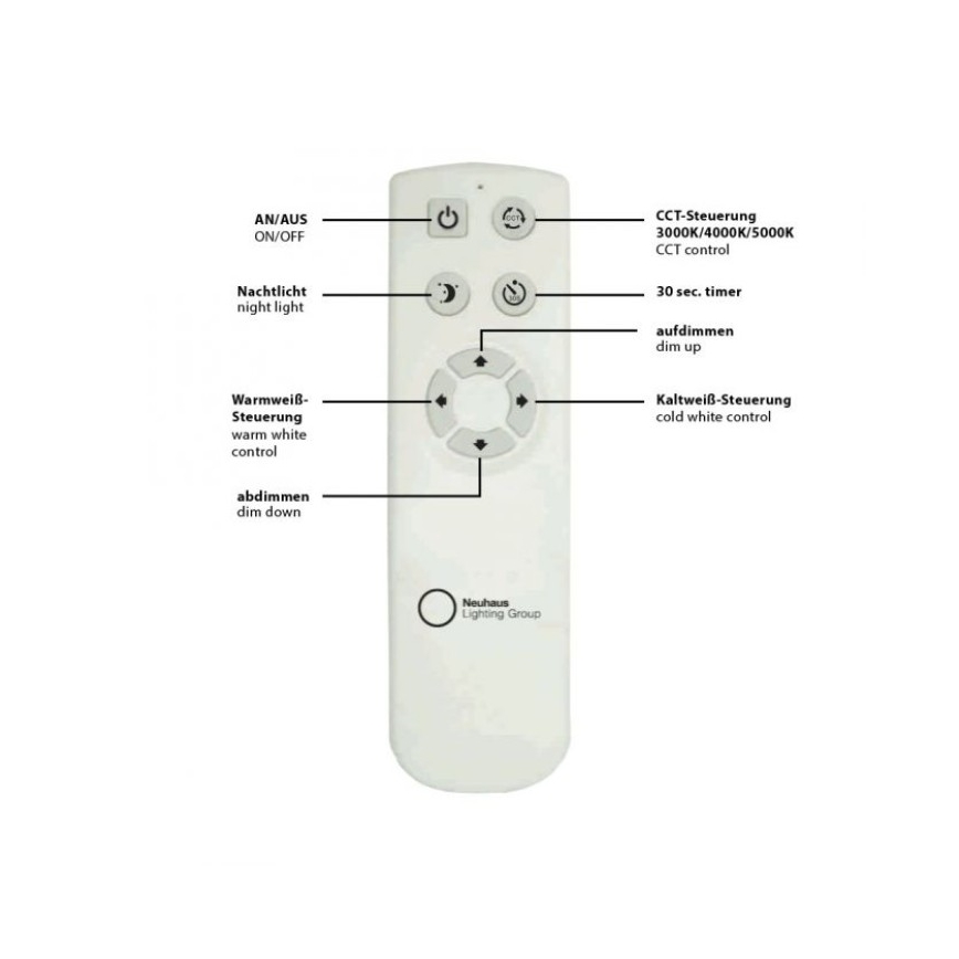 Leuchten Direkt 14227-16 - LED Zatemnitvena stropna svetilka JONAS LED/22W/230V 3000-5000K + Daljinski upravljalnik