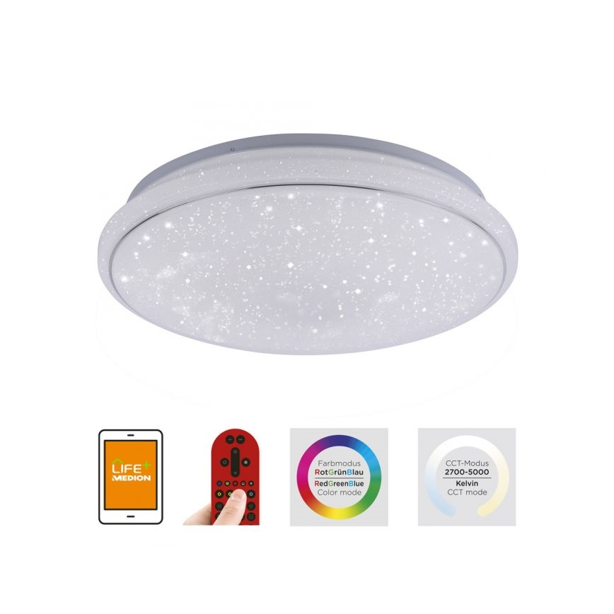 Leuchten Direkt 14743-16 - LED RGB Zatemnitvena stropna svetilka JUPI LED/28W/230V Tuya 2700-5000K + Daljinski upravljalnik