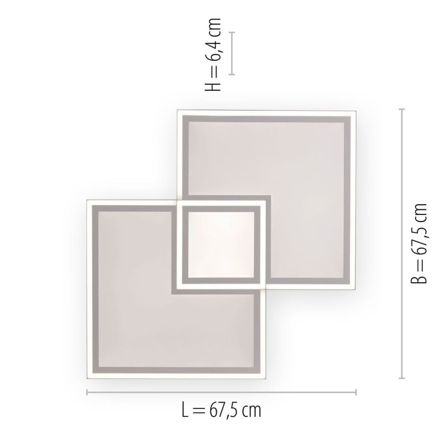 Leuchten Direkt 14855 - 16-LED Zatemnitvena stropna svetilka EDGING LED/51W/230V 2700-5000K + Daljinski upravljalnik