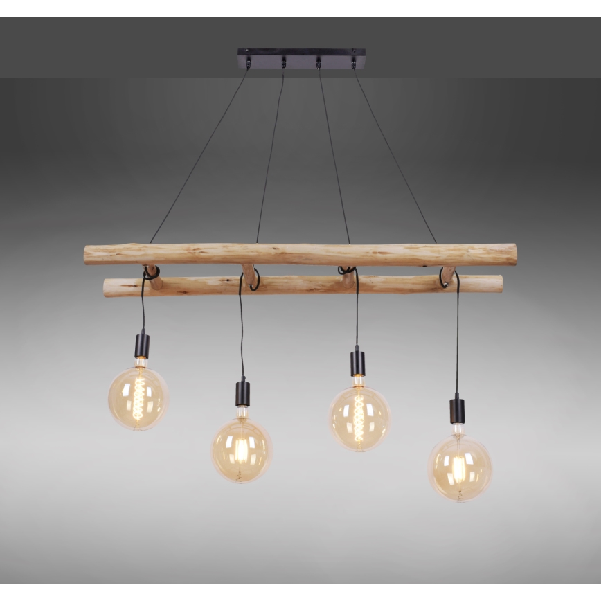 Leuchten Direkt 15025-18 - Lestenec na vrvici EDGAR 4xE27/60W/230V eucalyptus
