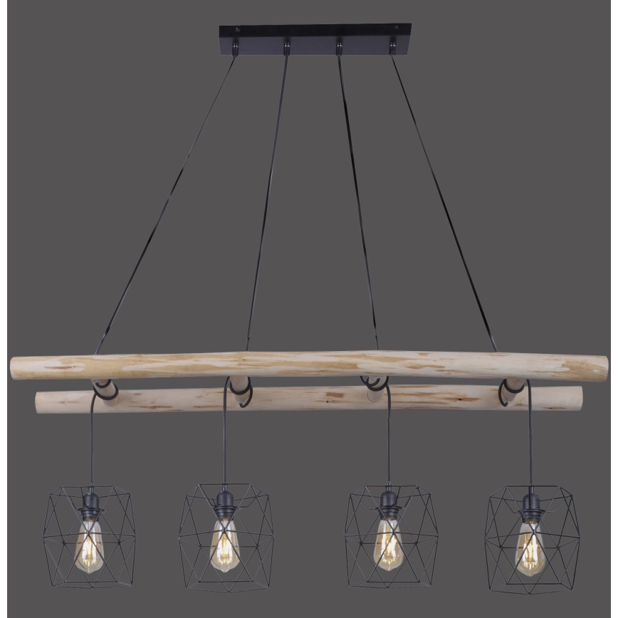 Leuchten Direkt 15036-18 - Lestenec na vrvici EDGAR 4xE27/60W/230V eucalyptus