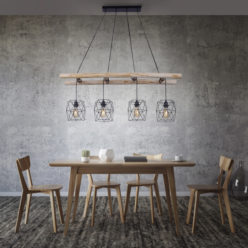Leuchten Direkt 15036-18 - Lestenec na vrvici EDGAR 4xE27/60W/230V eucalyptus