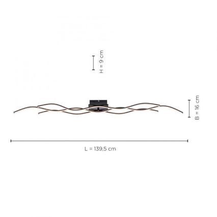 Leuchten Direkt 15167-18-LED Lestenec WAWE 2xLED/12,5W/230V+1xLED/17W črn