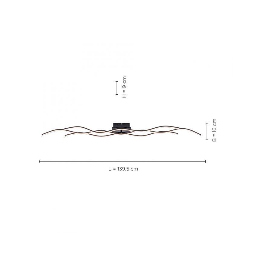 Leuchten Direkt 15167-18-LED Lestenec WAWE 2xLED/12,5W/230V+1xLED/17W črn