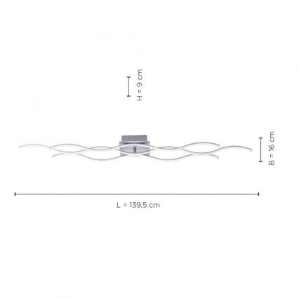 Leuchten Direkt 15167-55 - LED Lestenec WAWE 2xLED/12,5W/230V+1xLED/17W mat krom