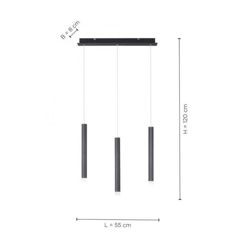 Leuchten Direkt 15203-18 - LED Lestenec na vrvici 3xLED/4,8W/230V črn