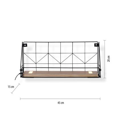 Leuchten Direkt 15277-18 - Shelf z LED osvetlitvijo BOARD 2xLED/1,75W/230V 45 cm eucalyptus