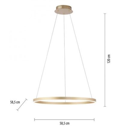 Leuchten Direkt 15394-60 - LED Zatemnitveni lestenec na vrvici RITUS LED/30W/230V medenina