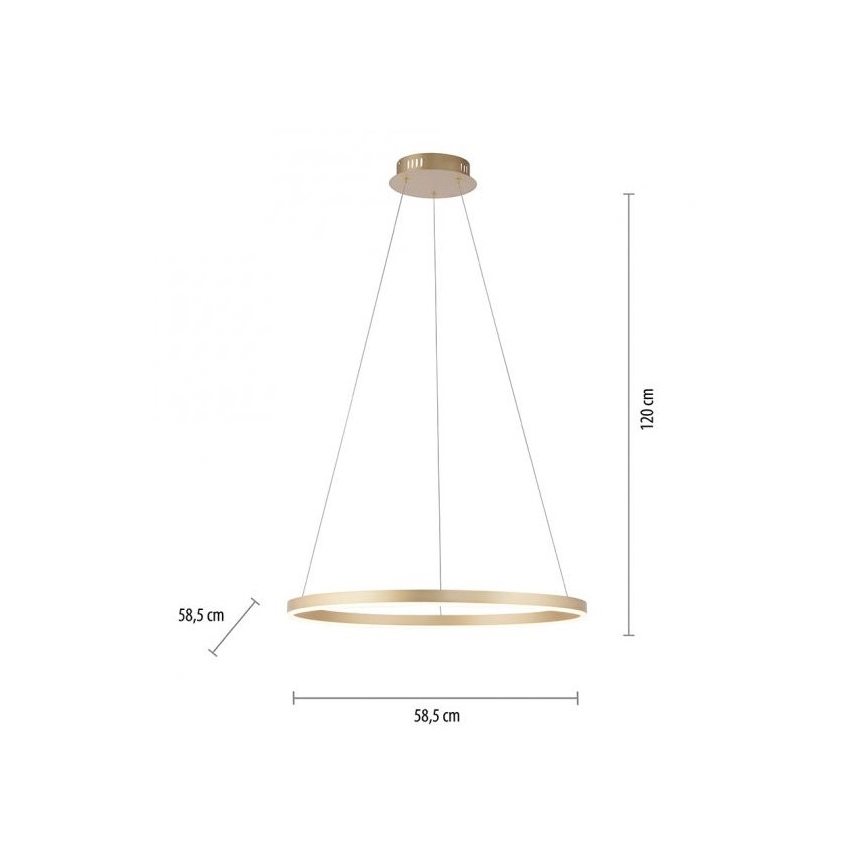 Leuchten Direkt 15394-60 - LED Zatemnitveni lestenec na vrvici RITUS LED/30W/230V medenina