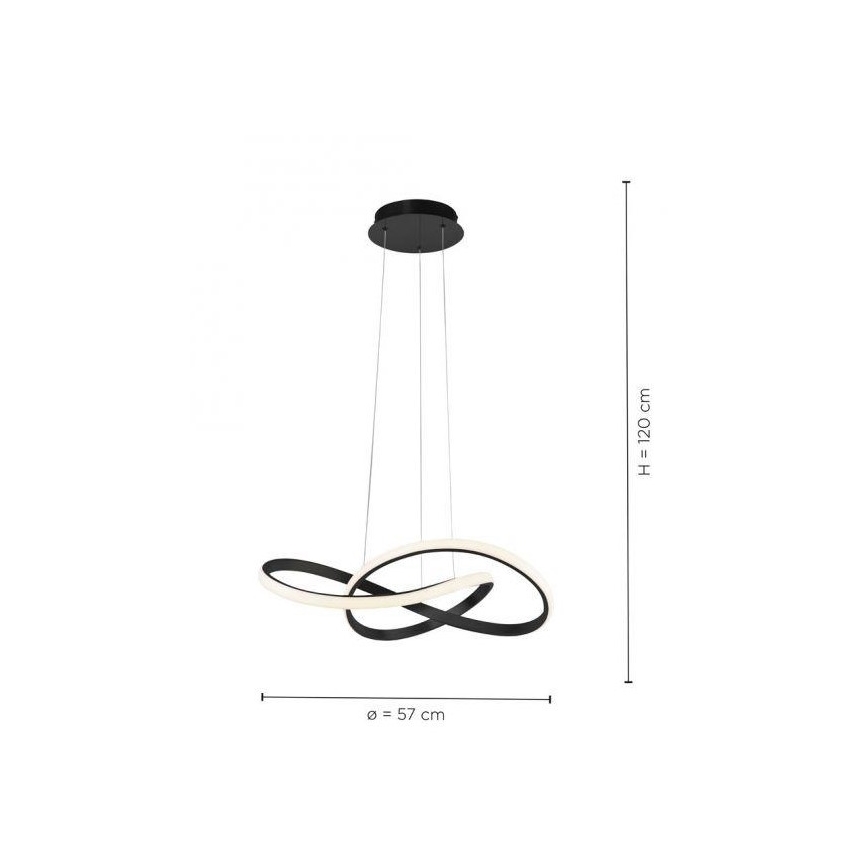 Leuchten Direkt 15402-18-LED Zatemnitveni lestenec na vrvici MARIA LED/25W/230V črn