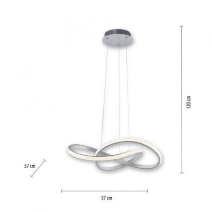Leuchten Direkt 15402-95-LED Zatemnitveni lestenec na vrvici MARIA LED/25W/230V mat krom