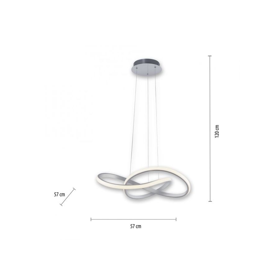 Leuchten Direkt 15402-95-LED Zatemnitveni lestenec na vrvici MARIA LED/25W/230V mat krom
