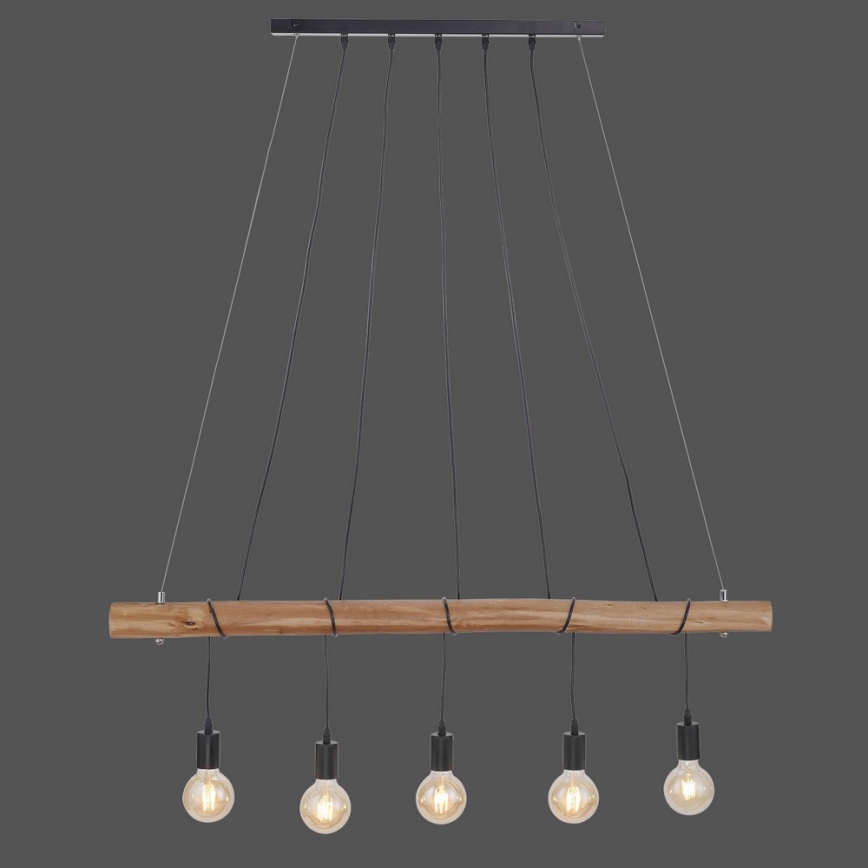 Leuchten Direkt 15515-18 - Lestenec na vrvici DAMIAN 5xE27/60W/230V eucalyptus