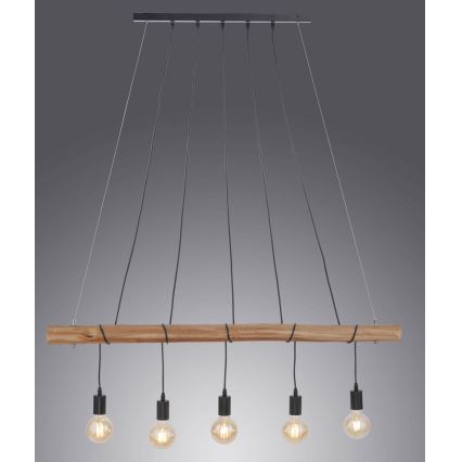 Leuchten Direkt 15515-18 - Lestenec na vrvici DAMIAN 5xE27/60W/230V eucalyptus