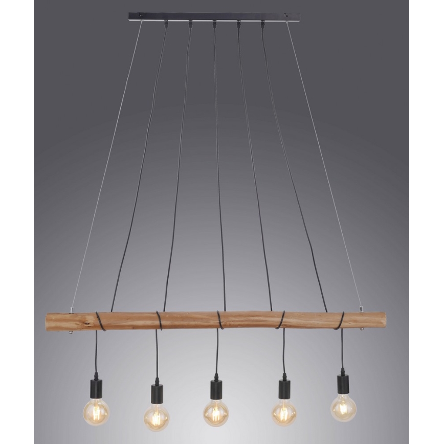 Leuchten Direkt 15515-18 - Lestenec na vrvici DAMIAN 5xE27/60W/230V eucalyptus