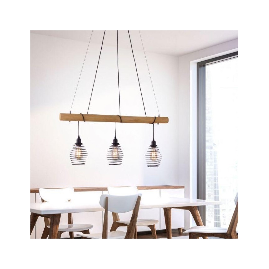 Leuchten Direkt 15526-79 - Lestenec na vrvici SPRING 3xE27/40W/230V eucalyptus