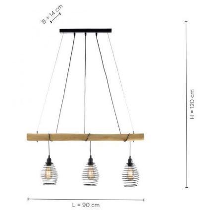 Leuchten Direkt 15526-79 - Lestenec na vrvici SPRING 3xE27/40W/230V eucalyptus