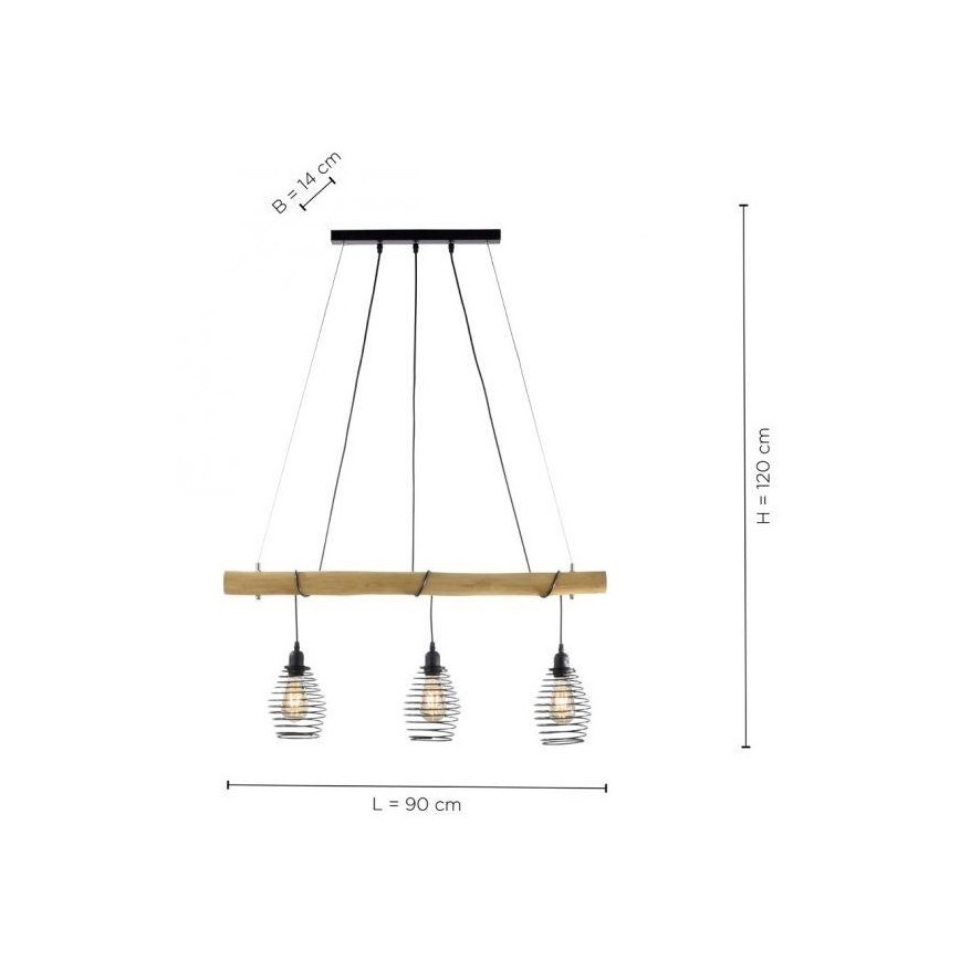 Leuchten Direkt 15526-79 - Lestenec na vrvici SPRING 3xE27/40W/230V eucalyptus