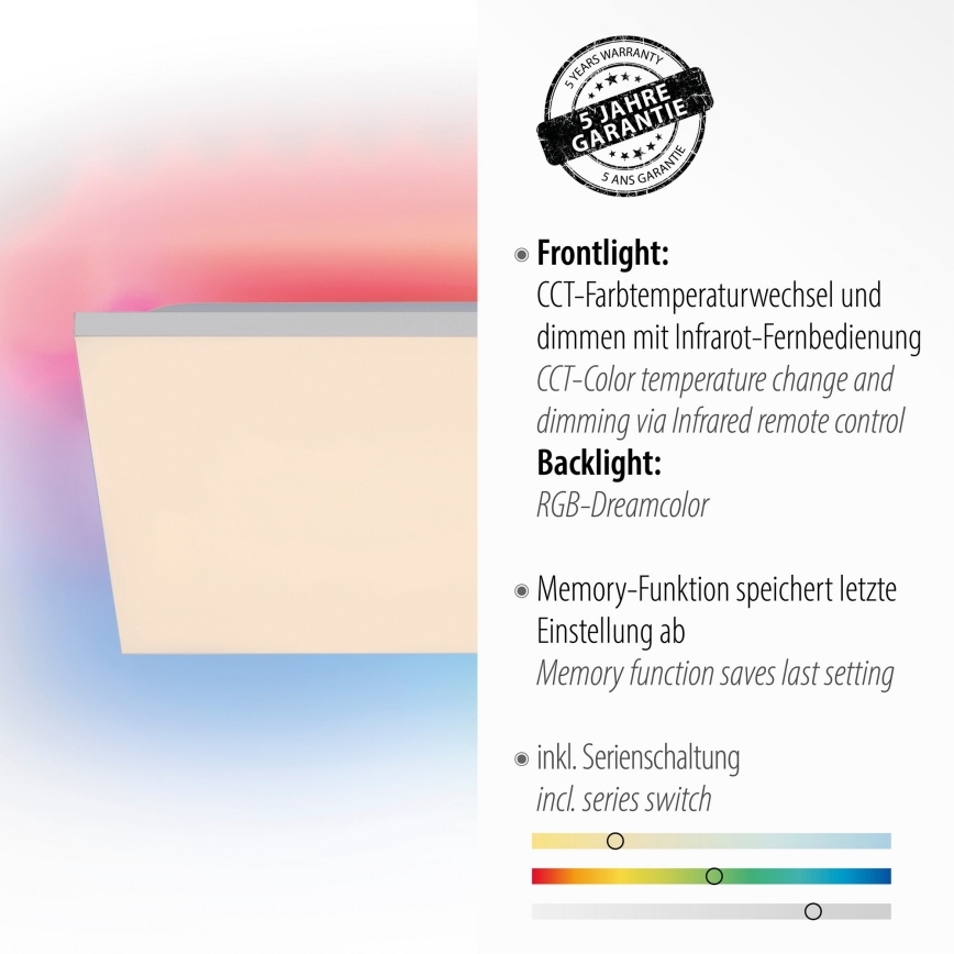 Leuchten Direkt 15561-16 - LED RGB Zatemnitvena stropna svetilka CONRAD LED/27W/230V + Daljinski upravljalnik