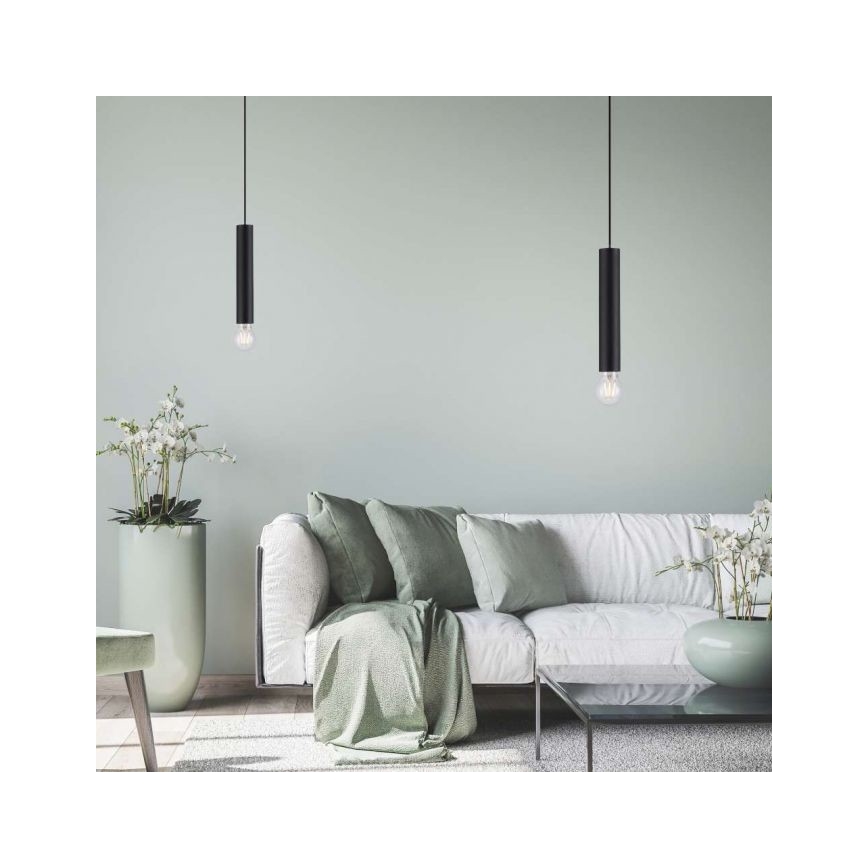 Leuchten Direkt 15617-18 - Lestenec na vrvici BRUNA 1xE27/60W/230V črna