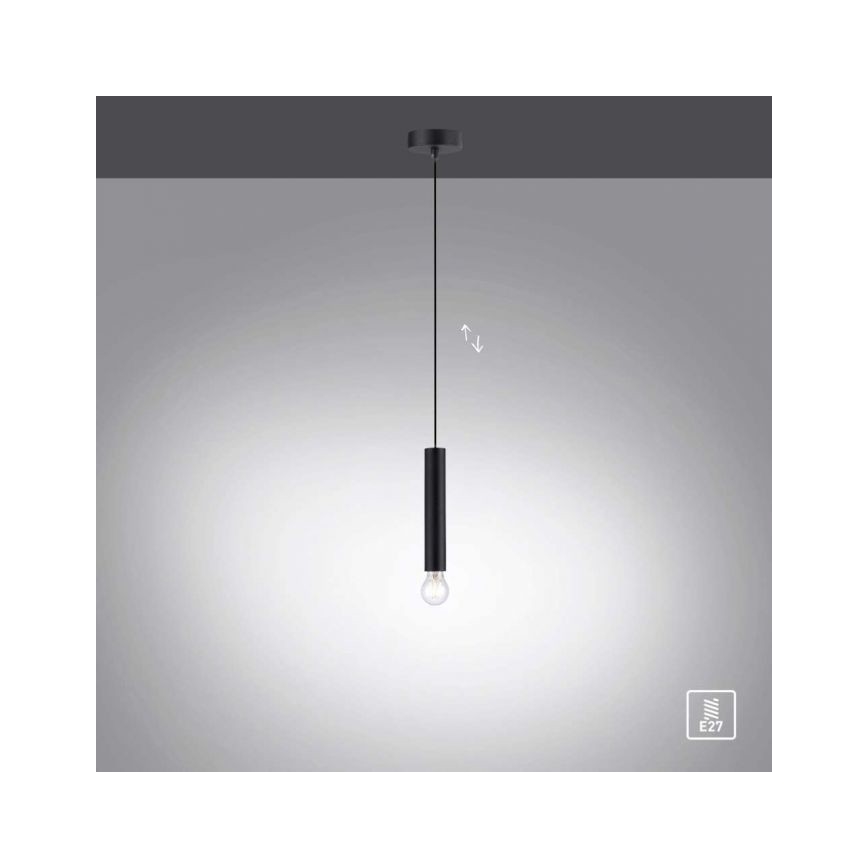 Leuchten Direkt 15617-18 - Lestenec na vrvici BRUNA 1xE27/60W/230V črna