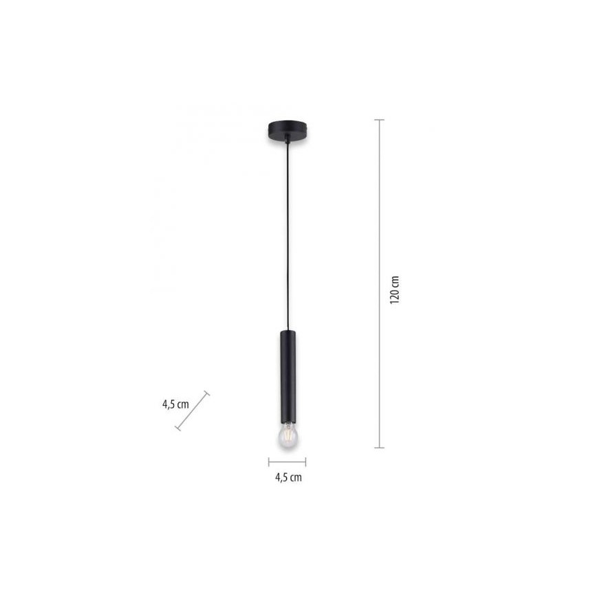 Leuchten Direkt 15617-18 - Lestenec na vrvici BRUNA 1xE27/60W/230V črna