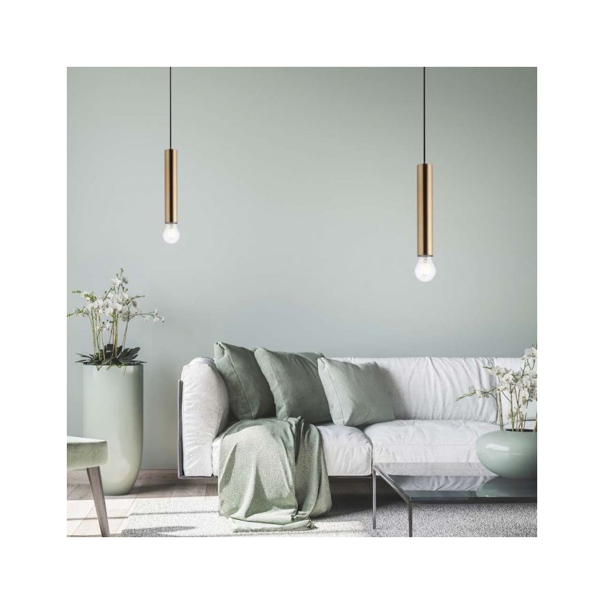 Leuchten Direkt 15617-60 - Lestenec na vrvici BRUNA 1xE27/60W/230V medenina