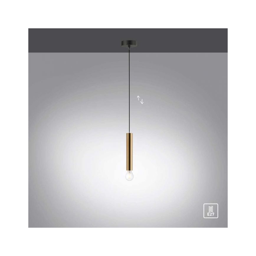 Leuchten Direkt 15617-60 - Lestenec na vrvici BRUNA 1xE27/60W/230V medenina
