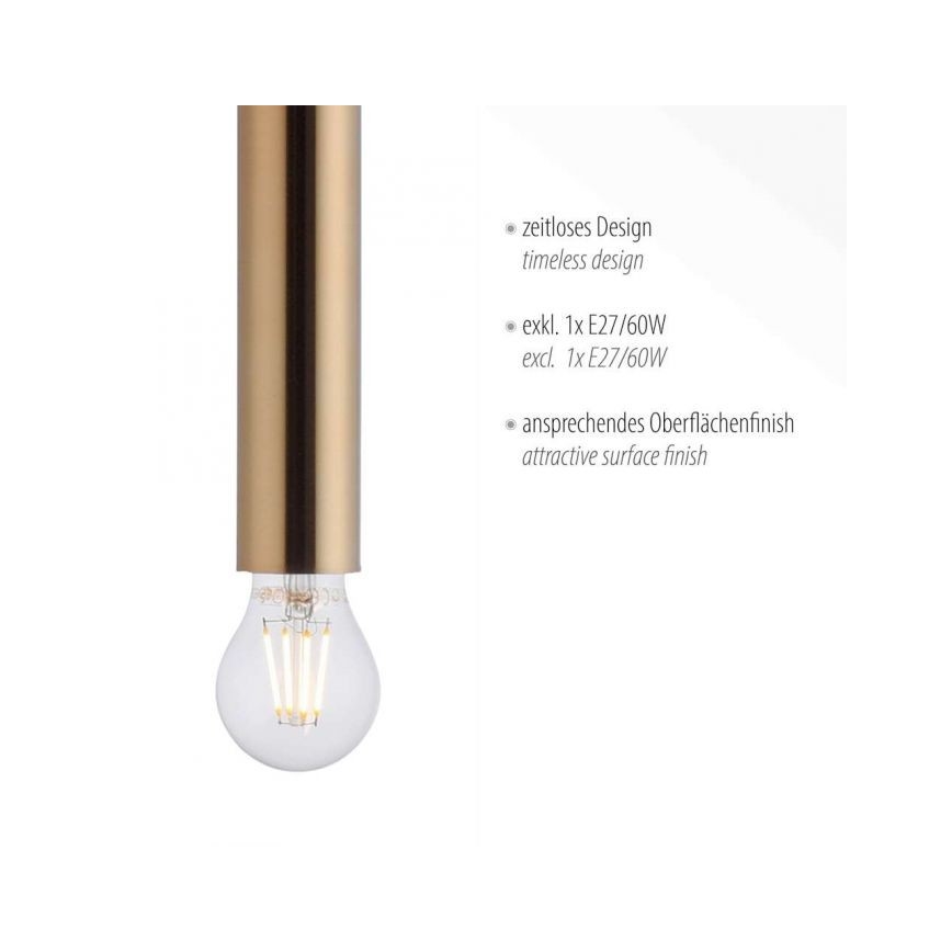 Leuchten Direkt 15617-60 - Lestenec na vrvici BRUNA 1xE27/60W/230V medenina