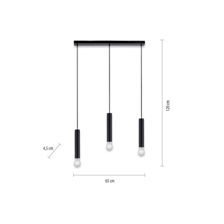 Leuchten Direkt 15618-18 - Lestenec na vrvici BRUNA 3xE27/60W/230V črna