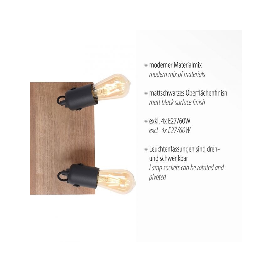 Leuchten Direkt 15634-18 - Reflektor CANOP 4xE27/60W/230V akacija
