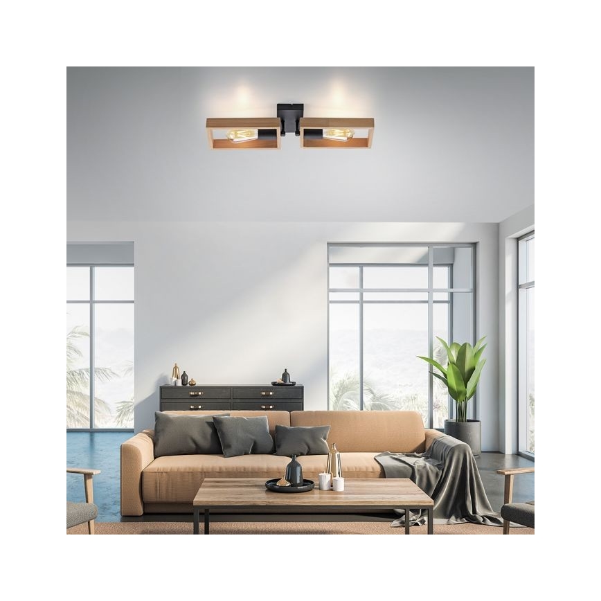 Leuchten Direkt 15657-18 - Nadgradni lestenec FRANKY 2xE27/60W/230V akacija