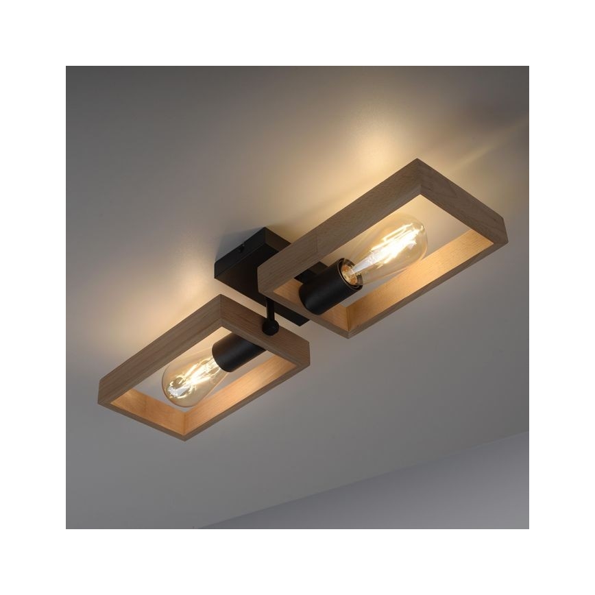 Leuchten Direkt 15657-18 - Nadgradni lestenec FRANKY 2xE27/60W/230V akacija