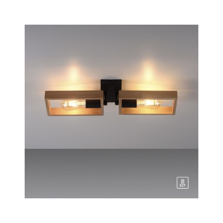 Leuchten Direkt 15657-18 - Nadgradni lestenec FRANKY 2xE27/60W/230V akacija