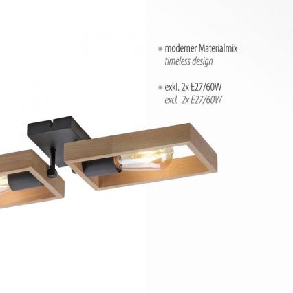 Leuchten Direkt 15657-18 - Nadgradni lestenec FRANKY 2xE27/60W/230V akacija