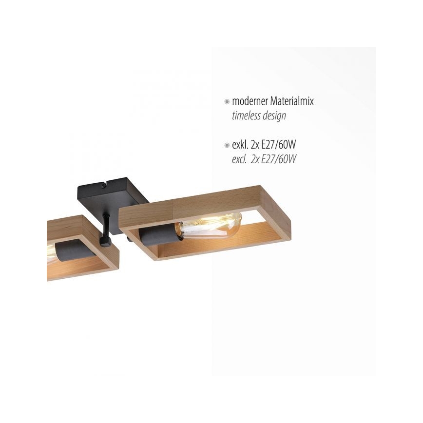Leuchten Direkt 15657-18 - Nadgradni lestenec FRANKY 2xE27/60W/230V akacija