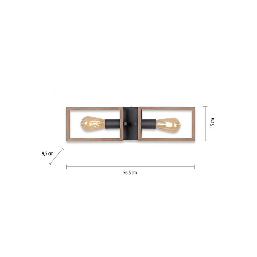 Leuchten Direkt 15657-18 - Nadgradni lestenec FRANKY 2xE27/60W/230V akacija
