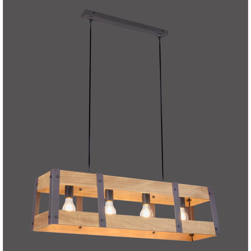 Leuchten Direkt 15721-79 - Lestenec na vrvici CRATE 4xE27/60W/230V