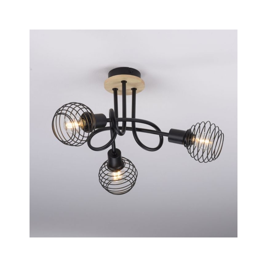 Leuchten Direkt 15923-79 - Nadgradni lestenec EUGEN 3xE14/40W/230V hrast