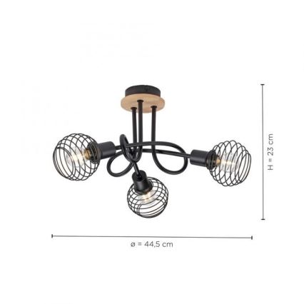 Leuchten Direkt 15923-79 - Nadgradni lestenec EUGEN 3xE14/40W/230V hrast